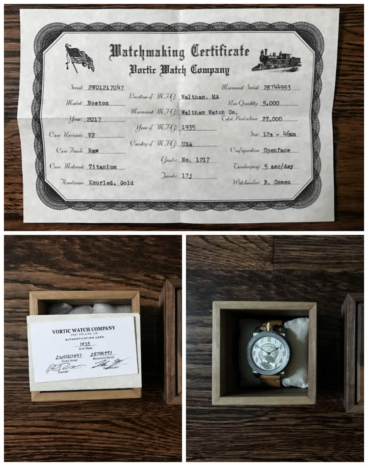 Unique certificate made for each watch