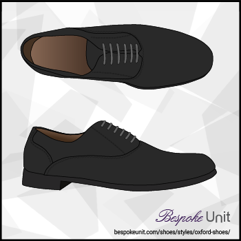 Graphic of Top And Side View Of Black Oxford Shoe