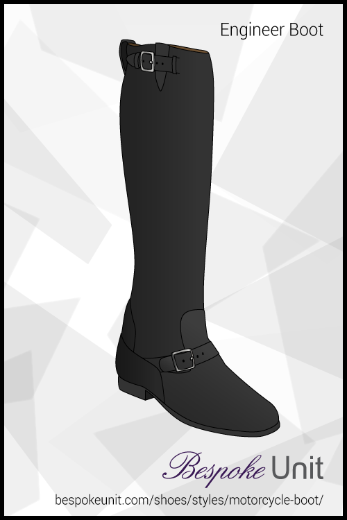 Black Engineer Boot With Silver Buckles