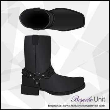Top And Side View Of Black Motorcycle Boot