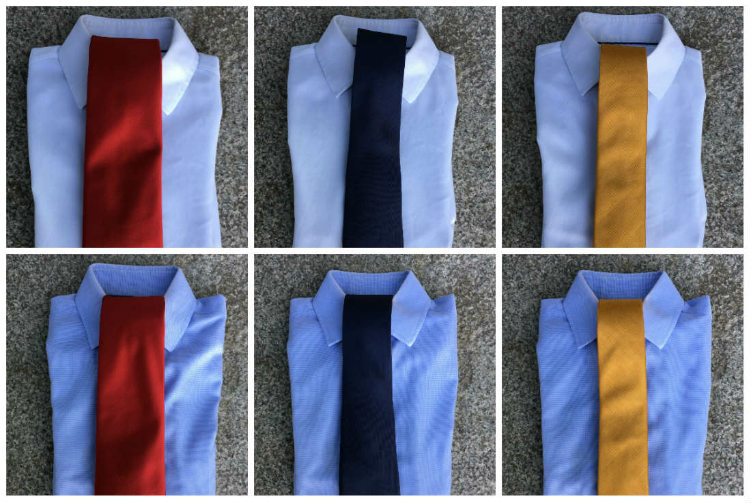 White And Blue Shirts With Various Ties