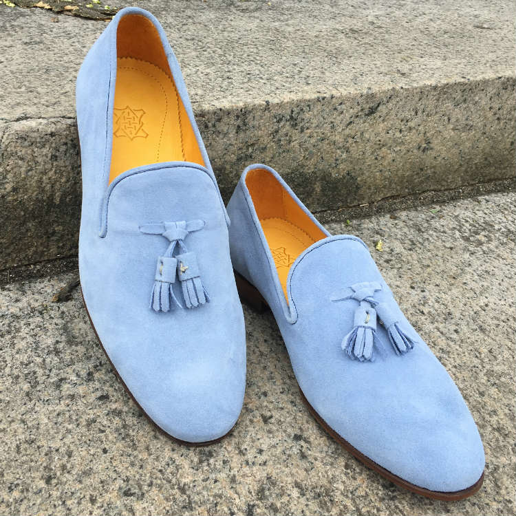 Blue Loafers On Concrete Step