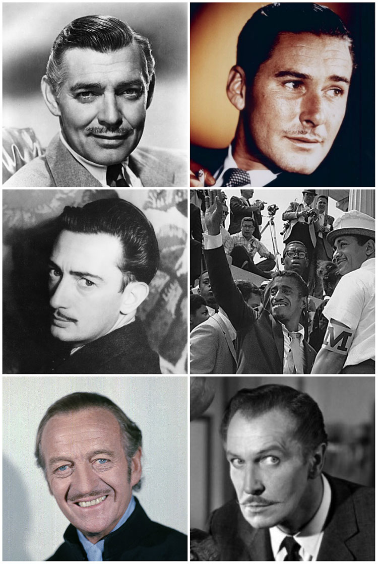 Famous Celebrity Handlebar Moustache Ideas Gable Flynn Niven Sammy Davis Price Dali