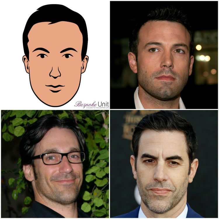 Oblong Face Shape Men Celebrities Hamm Baron Cohen Affleck