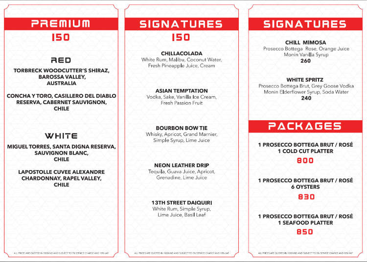 Happy Hour Drink Menu At Chill Sky Bar