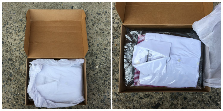 Shirts in a shipping box