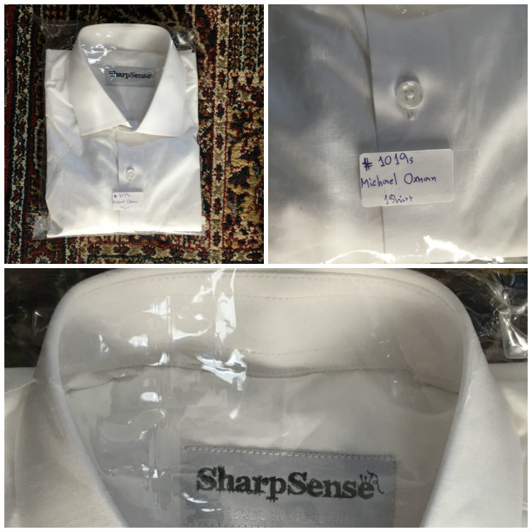 White dress shirt wrapped in plastic