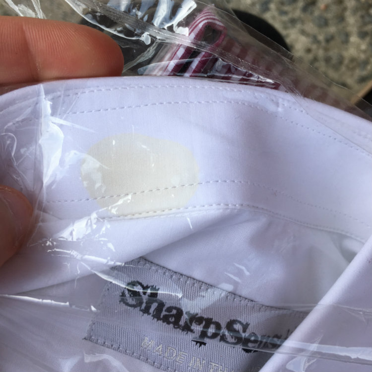 White shirt collar with stain
