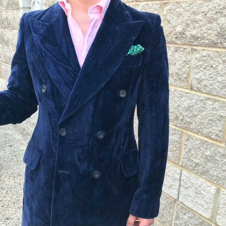 blue double breasted vintage coat