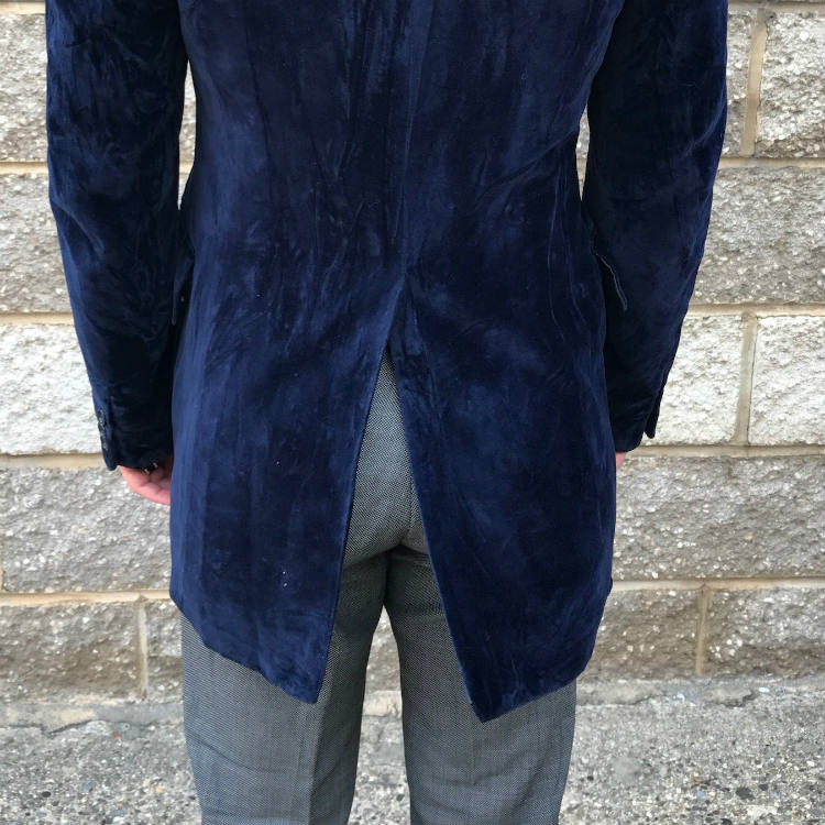 open center vent on blue coat