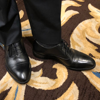 Becket Simonon Dean Oxford worn on paisley carpet