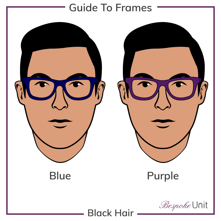 Black Hair With Blue And Purple Glasses