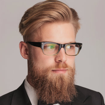Blonde man in black glasses