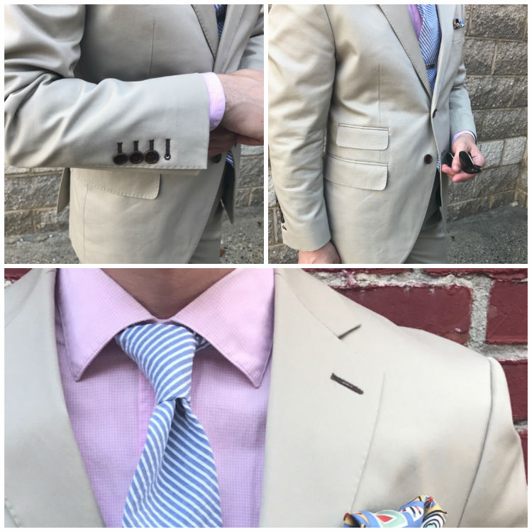 Details of tan cotton suit