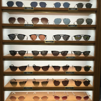 Glasses on display in store