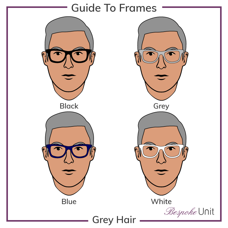 Grey Hair With Black Grey Blue And White Glasses
