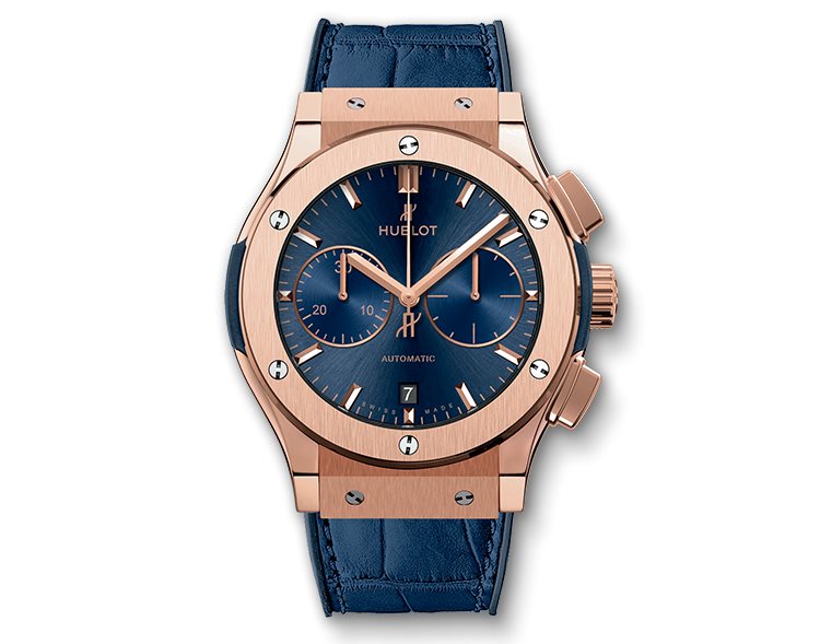 Hublot Classic Fusion Blue Chronograph King Gold