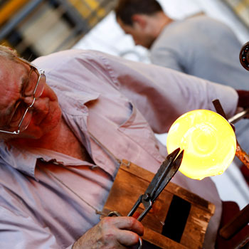 Old Artisan Making Crystal Glass