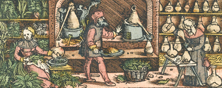 Renaissance essential oil distillation courtesy of wellcome images