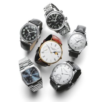 Six IWC Historic Luxury Watches Omega Seamaster 300 Watch Front View