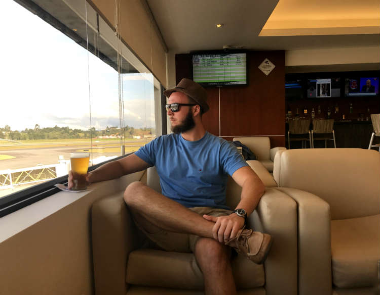 Trevor Guilday At Airport Lounge In Colombia