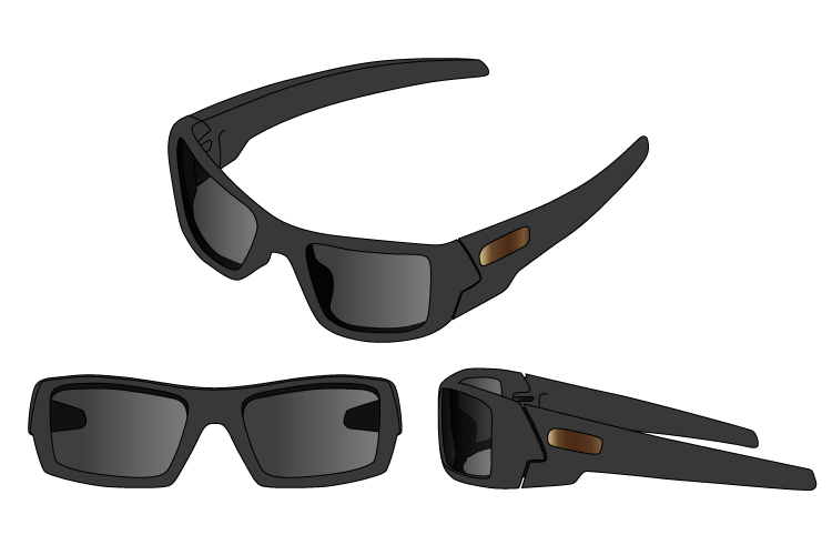 Wraparound glasses from 3 angles