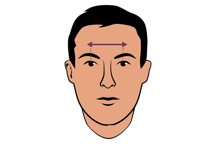 graphic showing pupillary distance on face