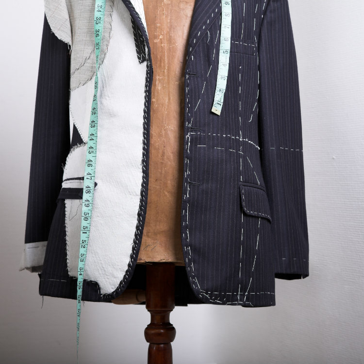 half finished jacket on bust form