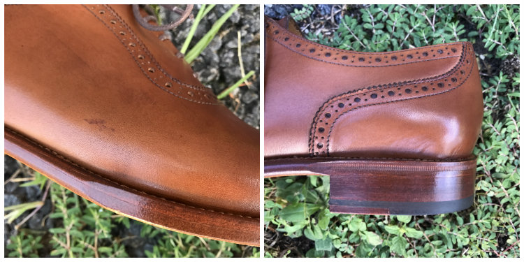 scuffs on brown shoes