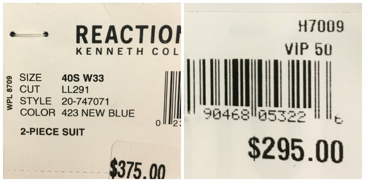 suit price tags