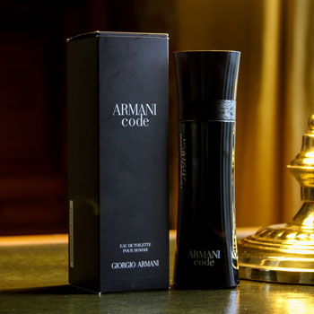 Armani Code Bottle & Package On Desk