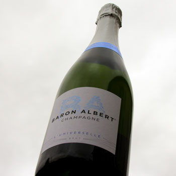 Baron Albert Universelle Champagne Bottle Sky Background