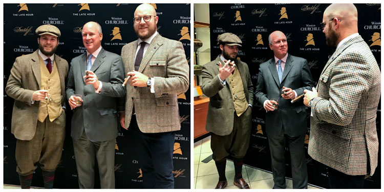 Randolph Churchill & Two Men Drinking Whiskey & Smoking Cigars