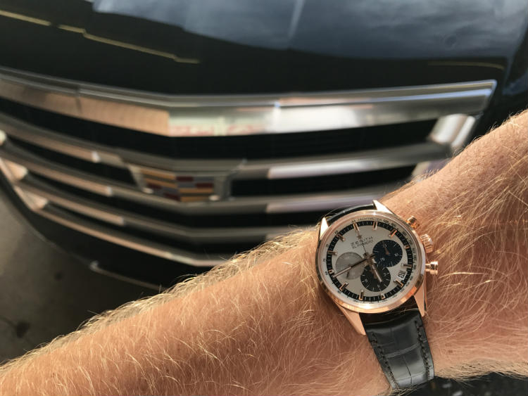 Zenith El Primero watch next to car