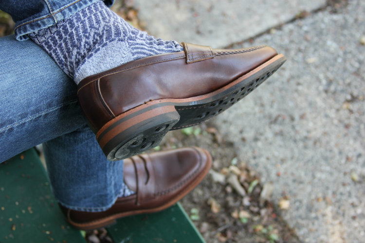 brown loafer with dainite sole