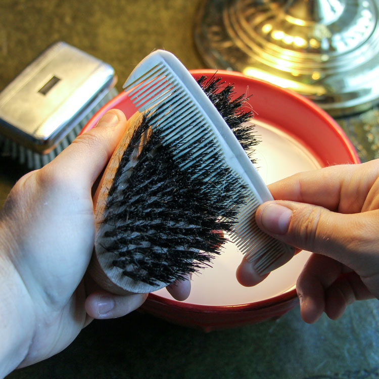 how do you clean a military beard brush