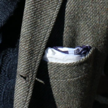 pocket square in grey jacket