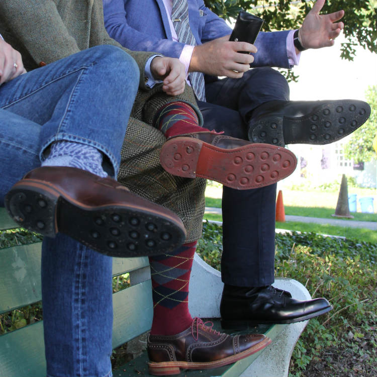 three shoes with dainite soles