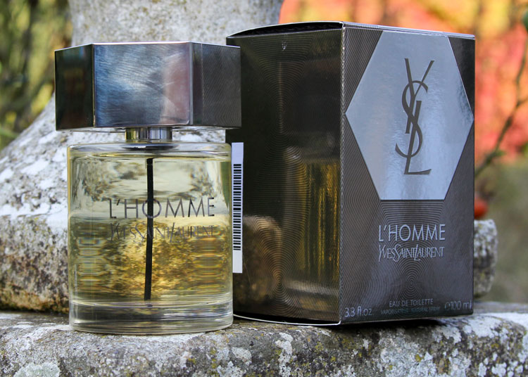 Yves Saint Laurent L'Homme Bottle & Box On Stone Wall