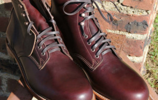 Wolverine 1000 mile Boots cordovan boots on fire escape