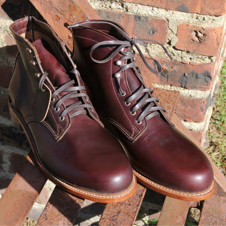Wolverine 1000 mile Boots cordovan boots on fire escape Wolverine 1000 mile Boots cordovan boots on fire escape