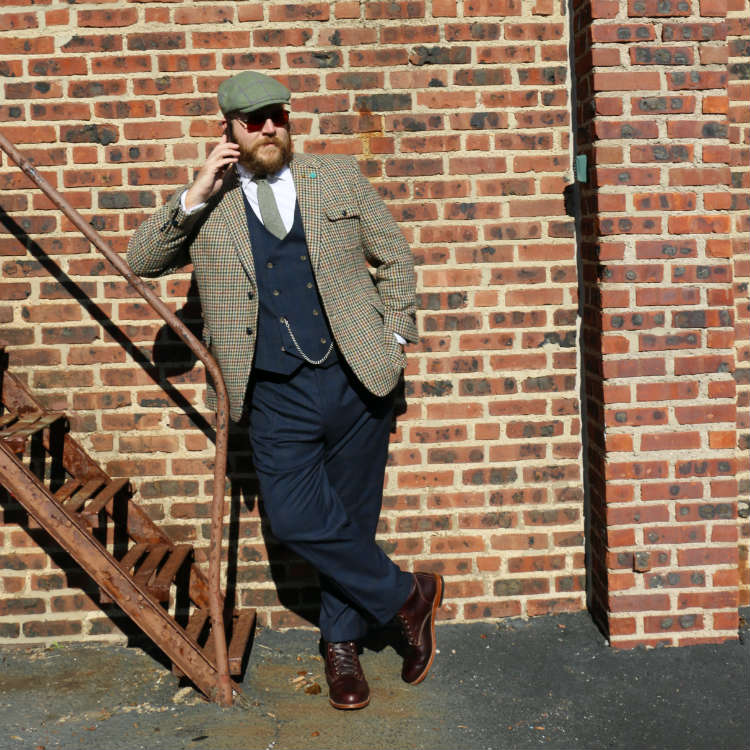 cordovan wolverine boots with sport coat