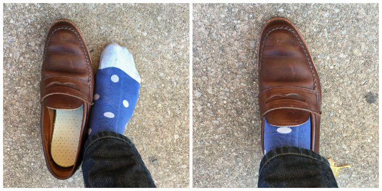 foot inside and outside of shoe