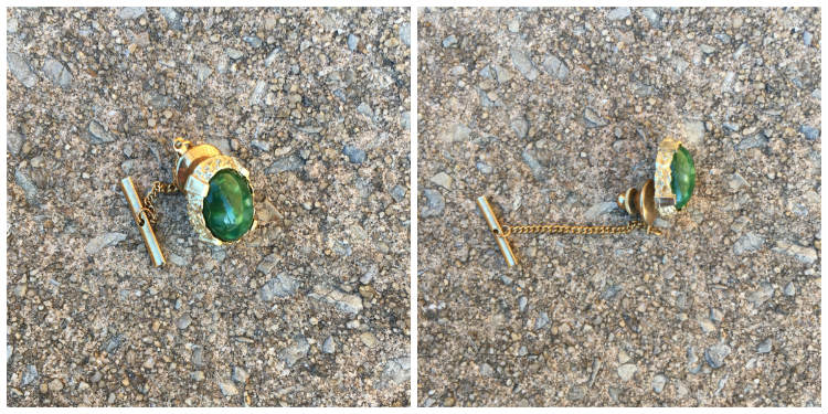 green jewel tie tack