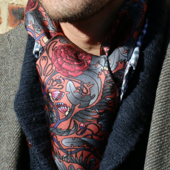 paisley neckerchief under shirt collar