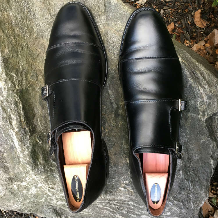 recrafted black double monkstrap shoes