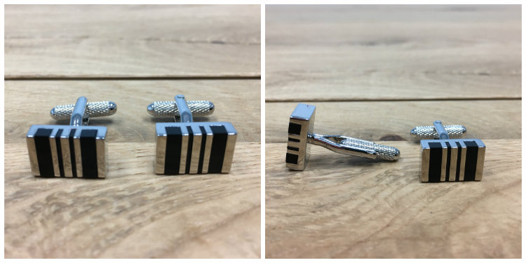 silver cufflinks with black facing