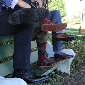 three shoes with dainite soles