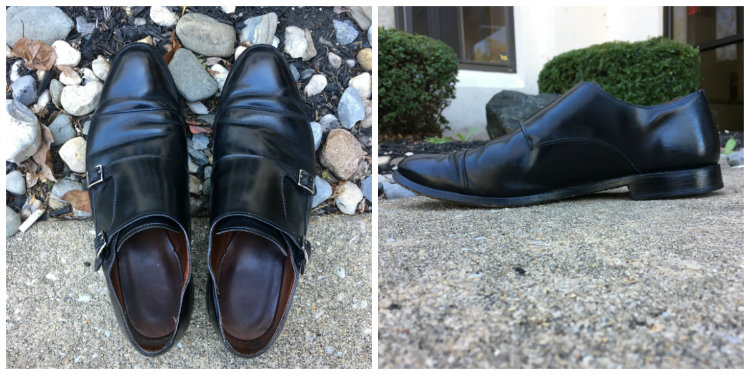 wrinkled upper on black allen edmonds shoe