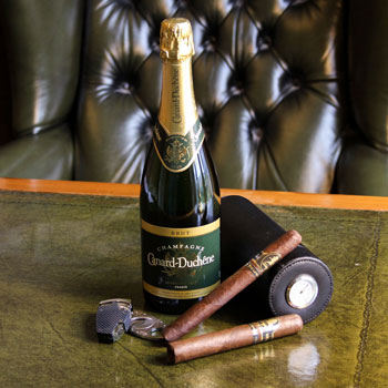 Canard Duchêne Authentic Brut Champagne Bottle & Davidoff Cigars
